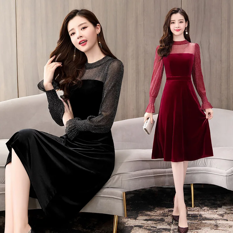 

Mid-length 2018 Winter Dress Slim Fit Loose Warm Comfortable Crew Neck Lace Liangsi Knit