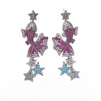 

trendy heavy high quality cz fish luxury drop earring for women