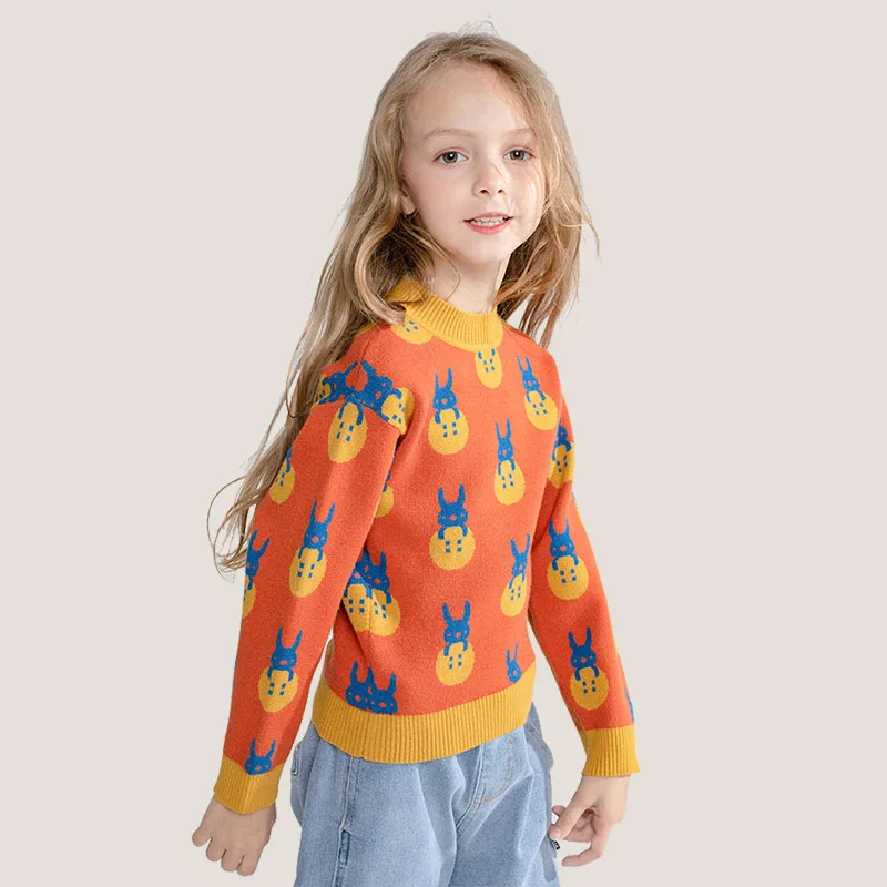 Bongawan/свитер для девочек Повседневная модная детская одежда с рисунком кролика на осень и зиму для детей от 3 до 8 лет, Рождественская одежда для дня рождения