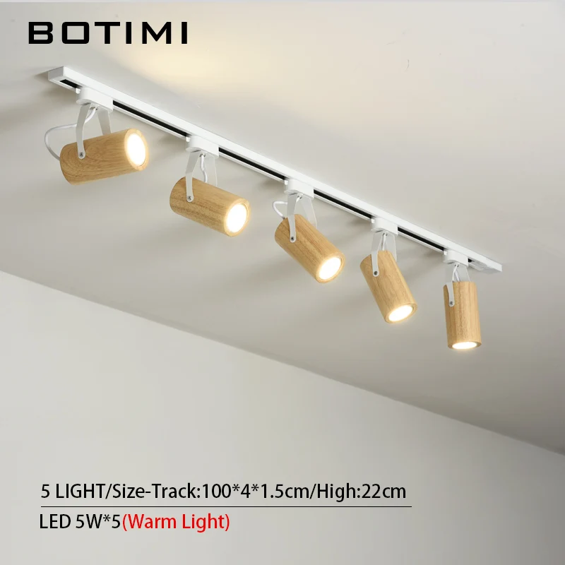 5 Light BOTIMI Регулируемый современный светодиодный потолочный светильник 220 В, деревянный потолочный светильник с отслеживанием, для кофейни, для кухонного освещения - Цвет корпуса: 5 Light