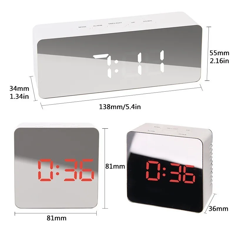 JULY'S SONG Digital Mirror Despertador LED Alarm Clock Thermometer Clock Electronic Table Clock Mul