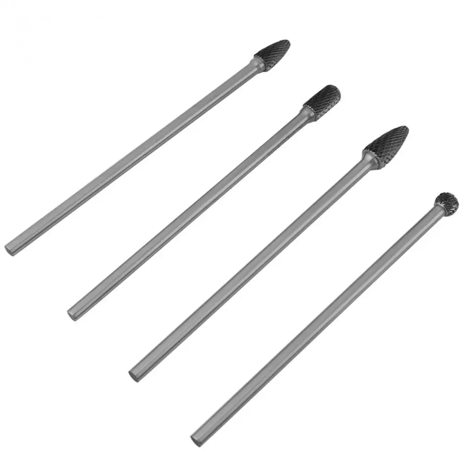 

4pcs Rotary File Cemented Carbide Rotary Files Double Cut Burr Set 6mm Shank Metalworking Tool