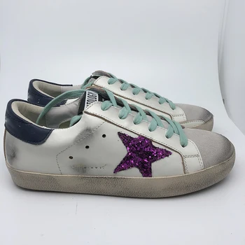 

2020 New Korean Version Of All-match Old Retro Leather Purple Stars Small Dirty Shoes Increased Sneakers Casual Women's Shoes