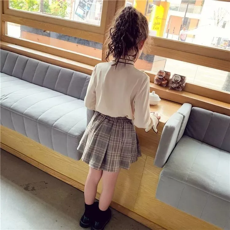 Spring Baby Girls Blouses Kids Bowknot Collar Cotton Shirt Teen Girls Long Sleeve Tops Teenager Blouse 4 5 6 7 8 9 10 14Years