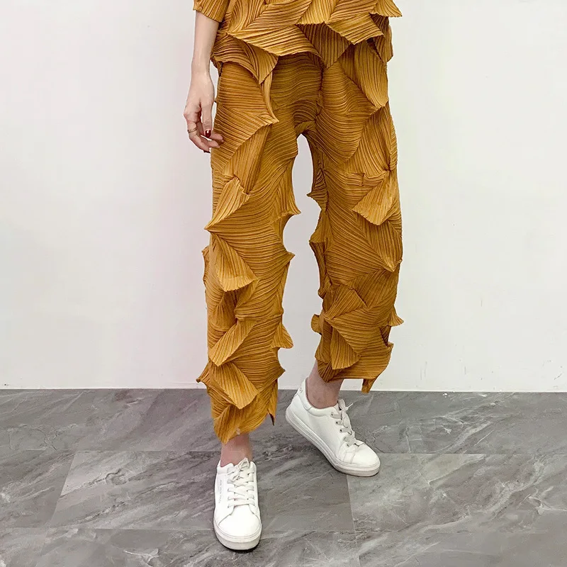 yellow pants SuperAen, Европейская мода, женские комплекты, осень и зима, новые свободные топы с рукавом три четверти, плюс размер, штаны, два предмета, для женщин - Цвет: yellow pants