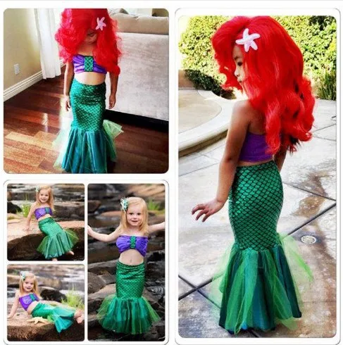Платье принцессы «Русалочка Ариэль» для девочек; маскарадные костюмы для детей; комплекты одежды «Русалочка» для маленьких девочек; детская одежда на Хэллоуин