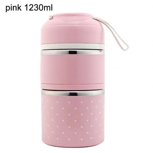 Pink 1230ml Милый японский термальный Ланч-бокс герметичный из нержавеющей стали Bento box детский портативный контейнер для еды для пикника и школы - Цвет: Pink 1230ml