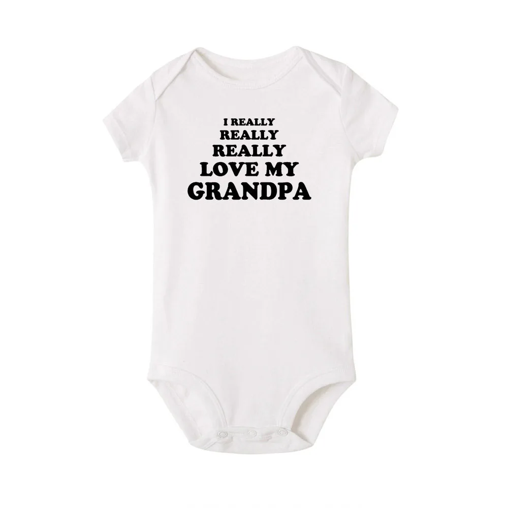 I Really Really Love My Grandpa Newborn Baby Bodysuit Cute Cotton Short Sleeve Baby Boy Girl Onesies Rompers Body Infant Clothes - Цвет: Белый