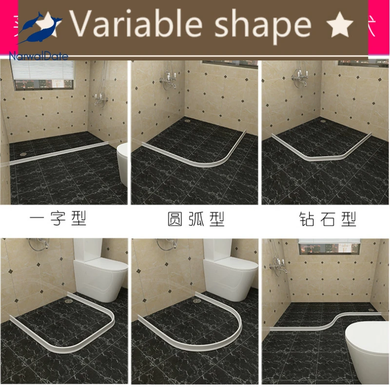 Bathroom Water Stopper Flood Barrier Rubber Dam Silicon Water Blocker Dry and Wet Separation Home Improve Dropshiping 2021-0