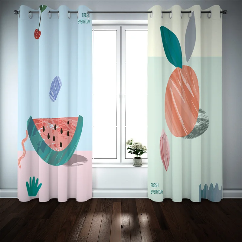 Sheer Curtains For window treatments fruit Kitchen Curtains Blackout Living Room Drapes Custom Made Blinds