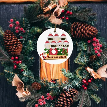 

10PC 2020 Christmas Ornament Santa Wearing A Face Mask Decorate Christmas tree Christmas tree Hanging Home Xmas navidad