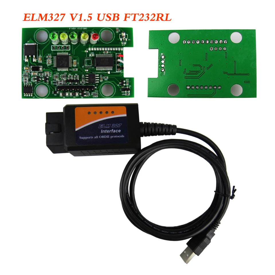 Реальный FT232RL чип ELM327 USB V1.5 ODB2 автомобильный диагностический сканер ELM 327 OBDII
