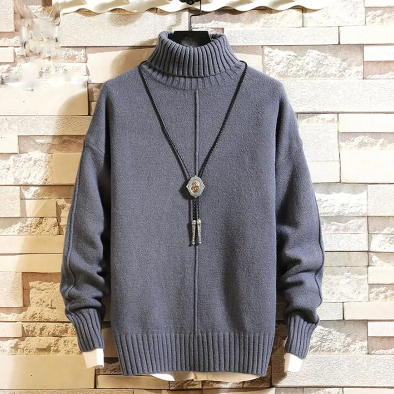 Зимняя водолазка мужской свитер и пуловер длинный рукав свободный вязаный свитер pull homme толстый теплый высококачественный мужской свитер
