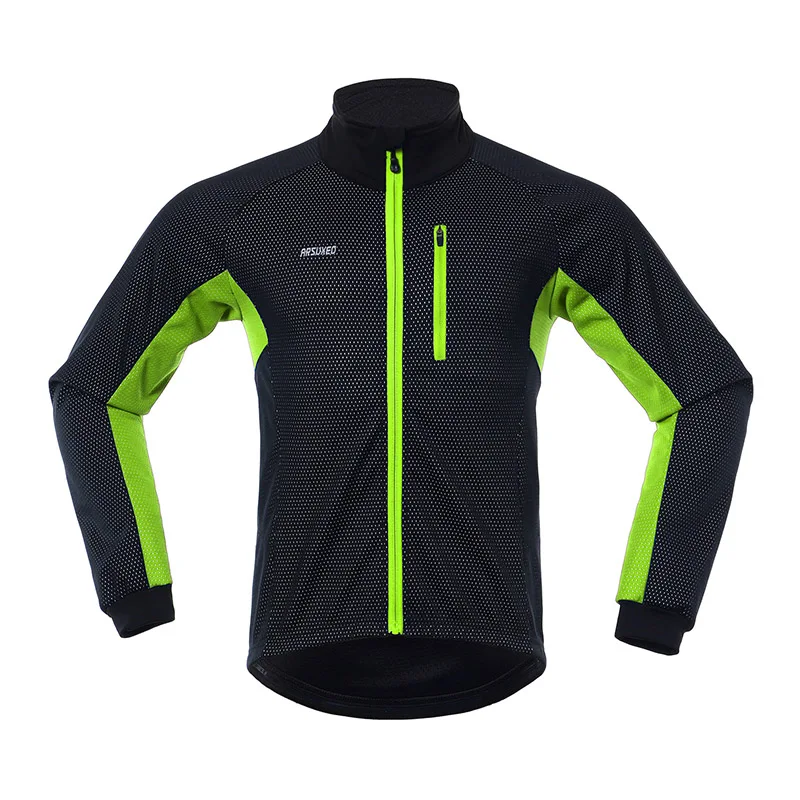 green jacket ARSUXEO, Мужская зимняя велосипедная куртка, набор,, ветрозащитная термальная спортивная одежда, велосипедные штаны, велосипедные костюмы, MTB, одежда для велоспорта, 20A - Цвет: green jacket