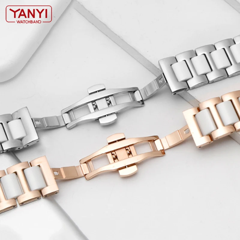 Ceramic Bracelet in stainless steel watchband  12 13 14 15 16 17 18 20 22mm watch strap women man fashion wristwatches band