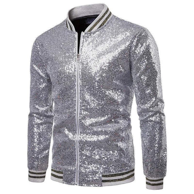 

Mens Shiny Gold Sequin Jackets and Coats 2019 Brand New Sequins Baseball Jacket Men Club DJ Stage Singer Jacket Veste Homme XXL