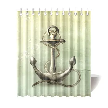 

Retro Vintage Nautical Anchor House Decor Shower Curtain for Bathroom Decorative Bathroom Shower Curtain Set with Rings,