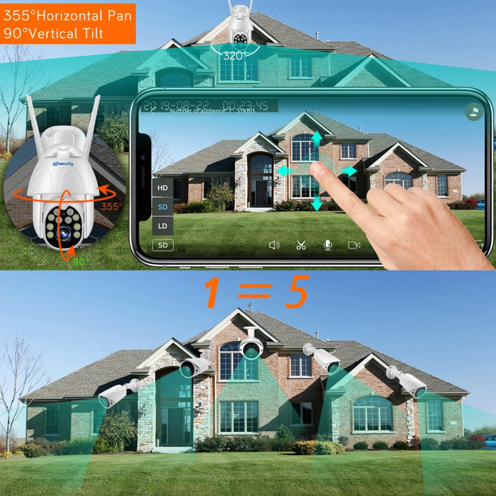 Cena 1080p WiFi kamera ptz zewnętrzna bezprzewodowa kamera ochrony domu prędkość Dome karta SD P2P chmura wideo cctv kamera monitorująca Yoosee