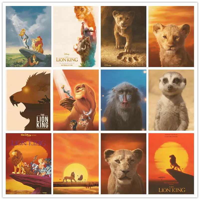 Perfect Jl The Lion King Home Retro Poster Kraft Drawing Core Wall Stickers Szw01 Aliexpress Home Garden