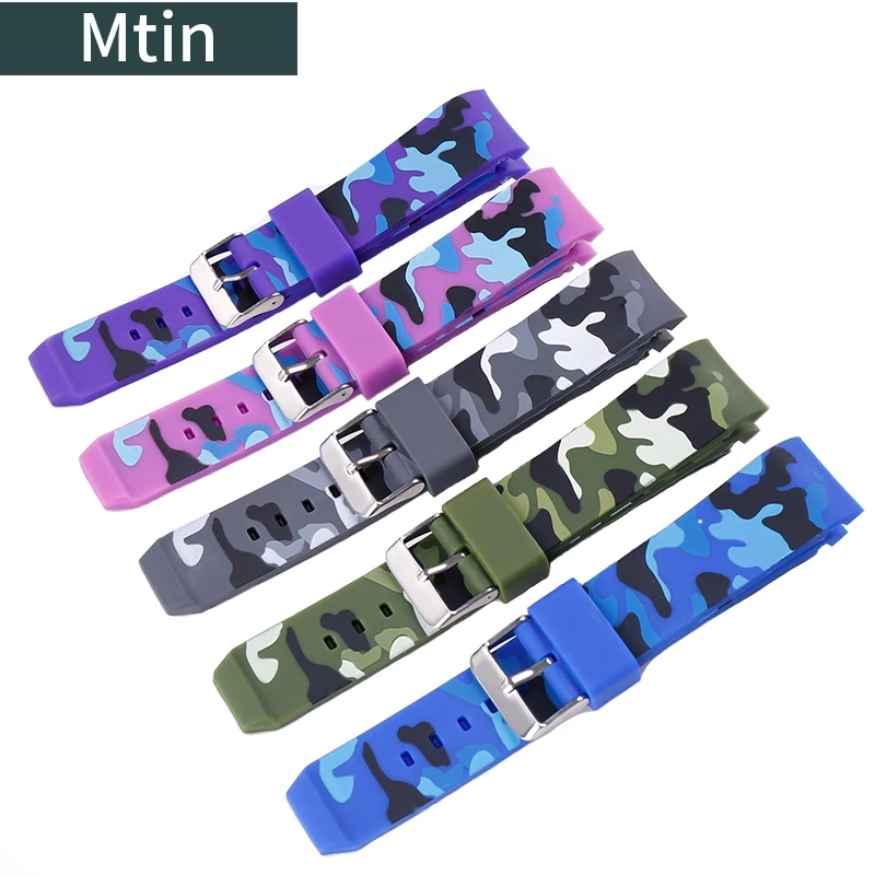 

Camouflage Silicone Strap 22mm Pin Buckle Watch Accessories For Omega Casio ICE Outdoor Sports Diving Watch Chain Wristband tool