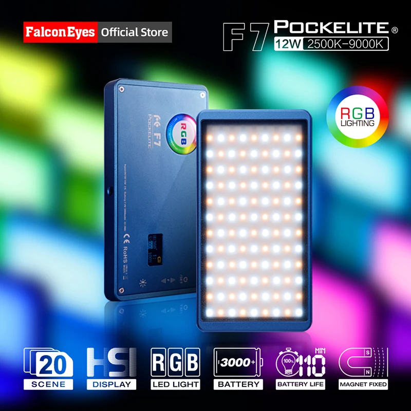  Falcon Eyes RGB MINI LED Video Light 2500K-9000K Dimmable On Camera fotografia Lighting Video Studi - 33055659276