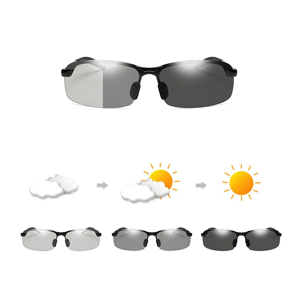 

UV-sensitive Eyeglasses Discoloration Sun Glasses for Men And Intelligent Photochromic Metal Outdoor