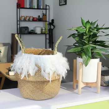 

32*28cm Mexico Gift Basket Foldable Straw Multifunctional Basket Fruit Basket Laundry Basket Storage Basket Home Decoration