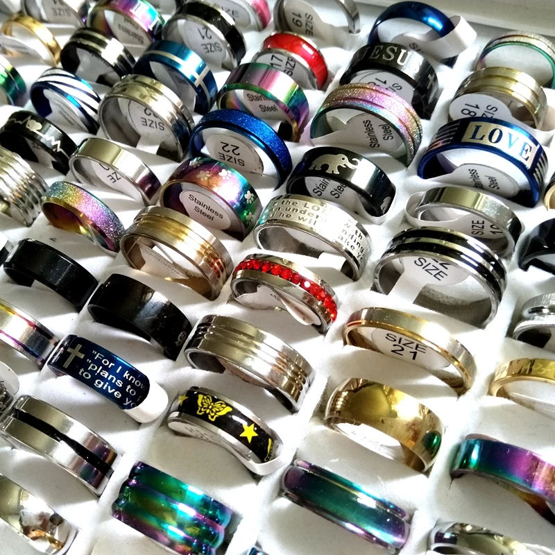 Оптовая продажа 50 шт./упак. разные стильные мужские и женские кольца из