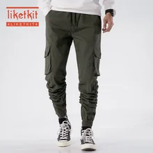 Liketkit мужские тактические брюки карго однотонные Свободные повседневные штаны для бега мужские ЯПОНСКИЕ ВИНТАЖНЫЕ брюки высокого качества хлопок