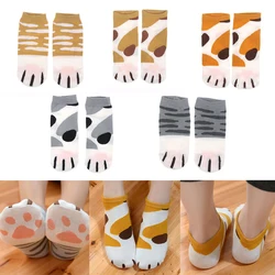 Spring Autumn Cotton Jacquard Kawaii Cats Paw Socks Woman Girls Lovely Cartoon Animal Ankle Sock Funny Striped Short Socks