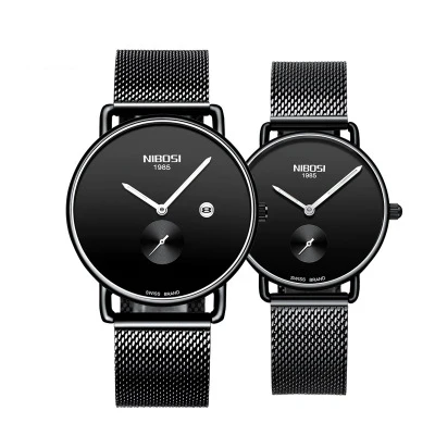 BlackSilver Роскошные часы светящиеся водонепроницаемые кварцевые часы из нержавеющей стали с ультратонкими студенческими часами reloj mujer - Цвет: BlackSilver