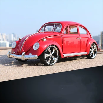 

1:18 Diecast Model Car Volkswagen Beetle Wheel and steering wheel linkage Metal 3C High Simulation Collection Toys Gift Ornament