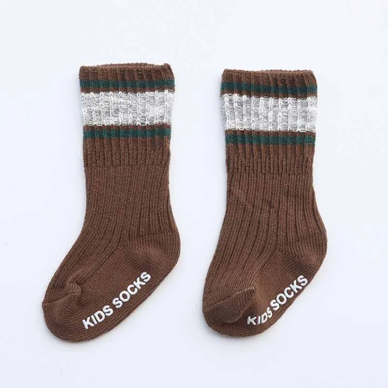 Толстые носки для новорожденных, теплые вязаные носки для маленького мальчика/девочки, нескользящие носки, детские гольфы, длинные носки для малышей - Цвет: 0-1Y  style 1