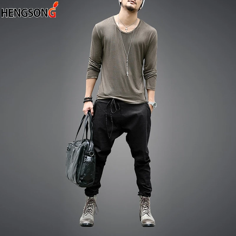    ĳ־   ư    Drawstring Sashes   New Casual Men Harem Pants