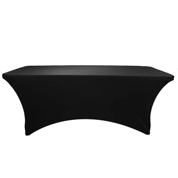 

Black Linen Tablecloth Stretch Table Cloth Elastic Spandex Rectangular Long Table Cover for Wedding Banquet Party