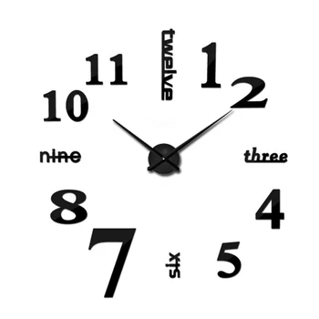 

3D Wall Clock Mirror Wall Stickers Silent Battery Operated Non-Ticking DIY Art Decal Wall Clocks Home Decor for Kitchen Home