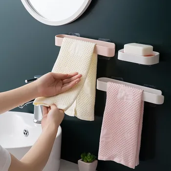 

Towel Rack for Bath Kitchen Hanging Holder Organizer Bathroom Cabinet Cupboard Hanger Bathroom Shelf Storage Rack