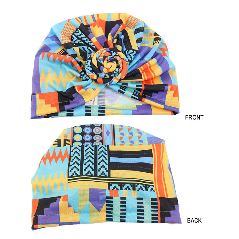 hair clips for fine hair New fashion Women African pattern flower turban Muslim Turban headscarf headwrap Ladies Chemo Cap Soft Comfortable cotton Hat hair clips