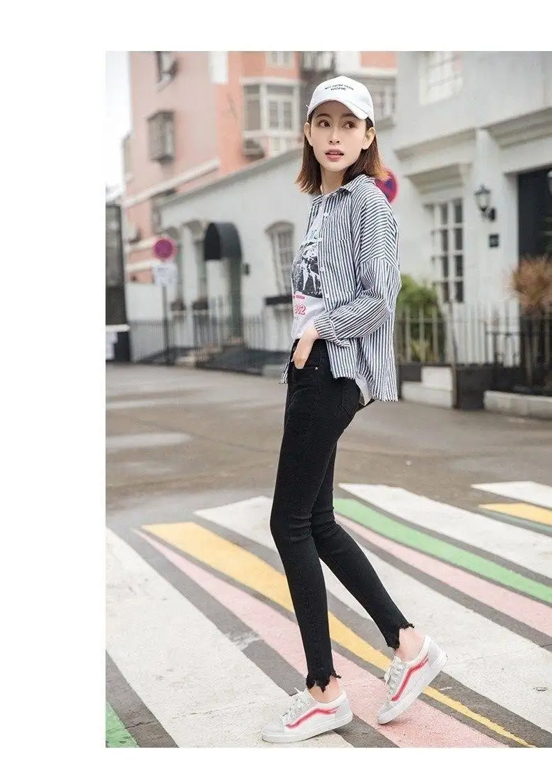 Летняя обувь с перфорацией, Рваные джинсы Для женщин Jeggings джинсовые штаны черный Для женщин s женские Стрейчевые джинсы-скини для Для женщин брюки