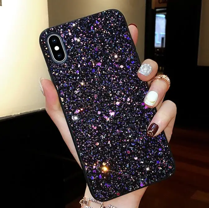 Роскошные блестками Сияющий Чехол Для samsung galaxy A50 Крышка для samsung S10 плюс S8 A50 A30 A20 A70 A6 A7 A8 A9 сумки - Цвет: balck purple