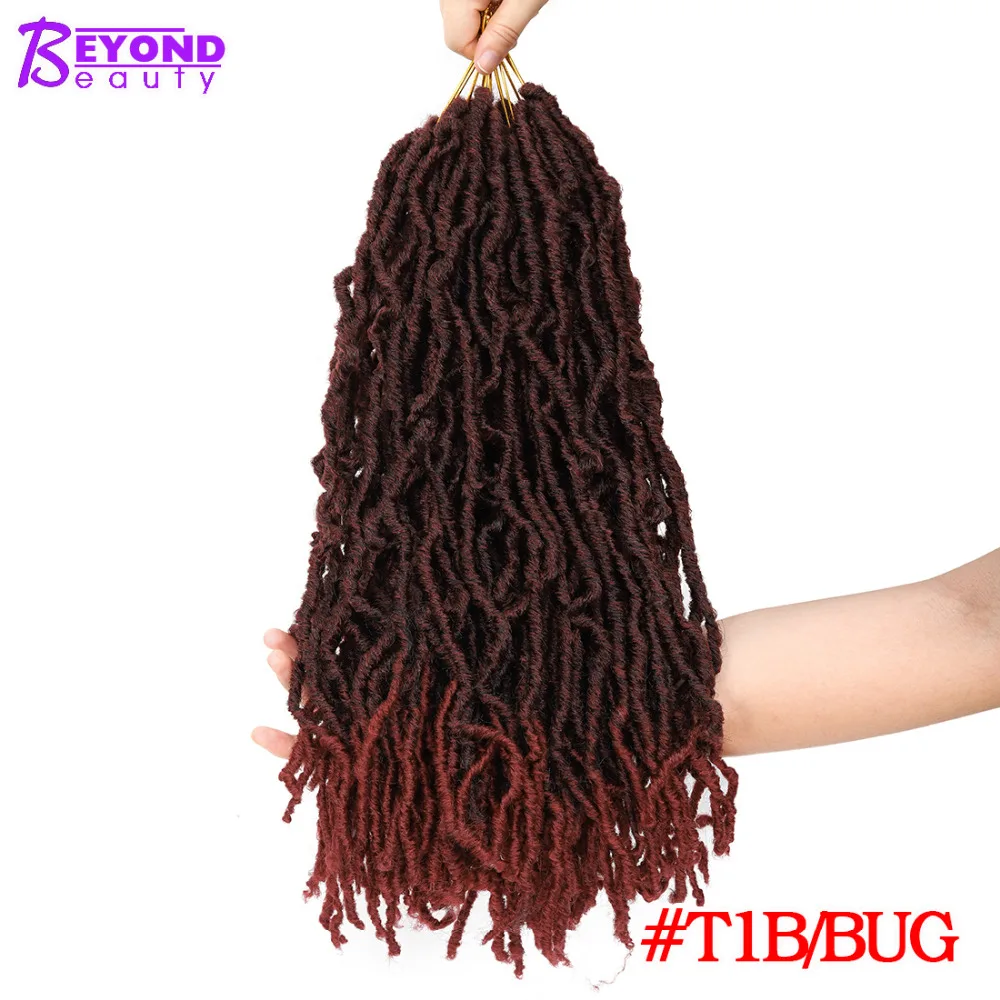Вязаные волосы 18 дюймов Nu Locs синтетические Омбре коричневый черный плетение волос 20 прядей искусственные локоны в стиле Crochet косы