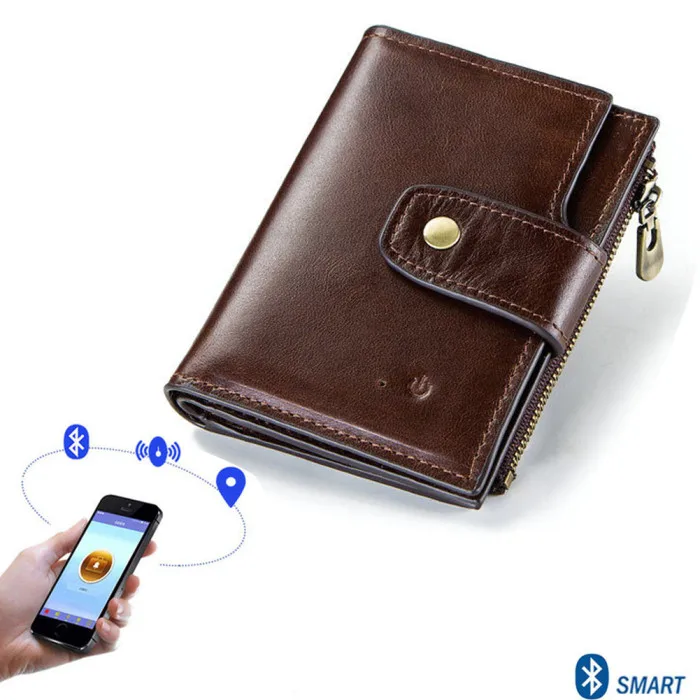 Мужской смарт-кошелек с защитой от потери, кошелек, Bluetooth, запись позиции, RFID, Ретро стиль, большая емкость-B5