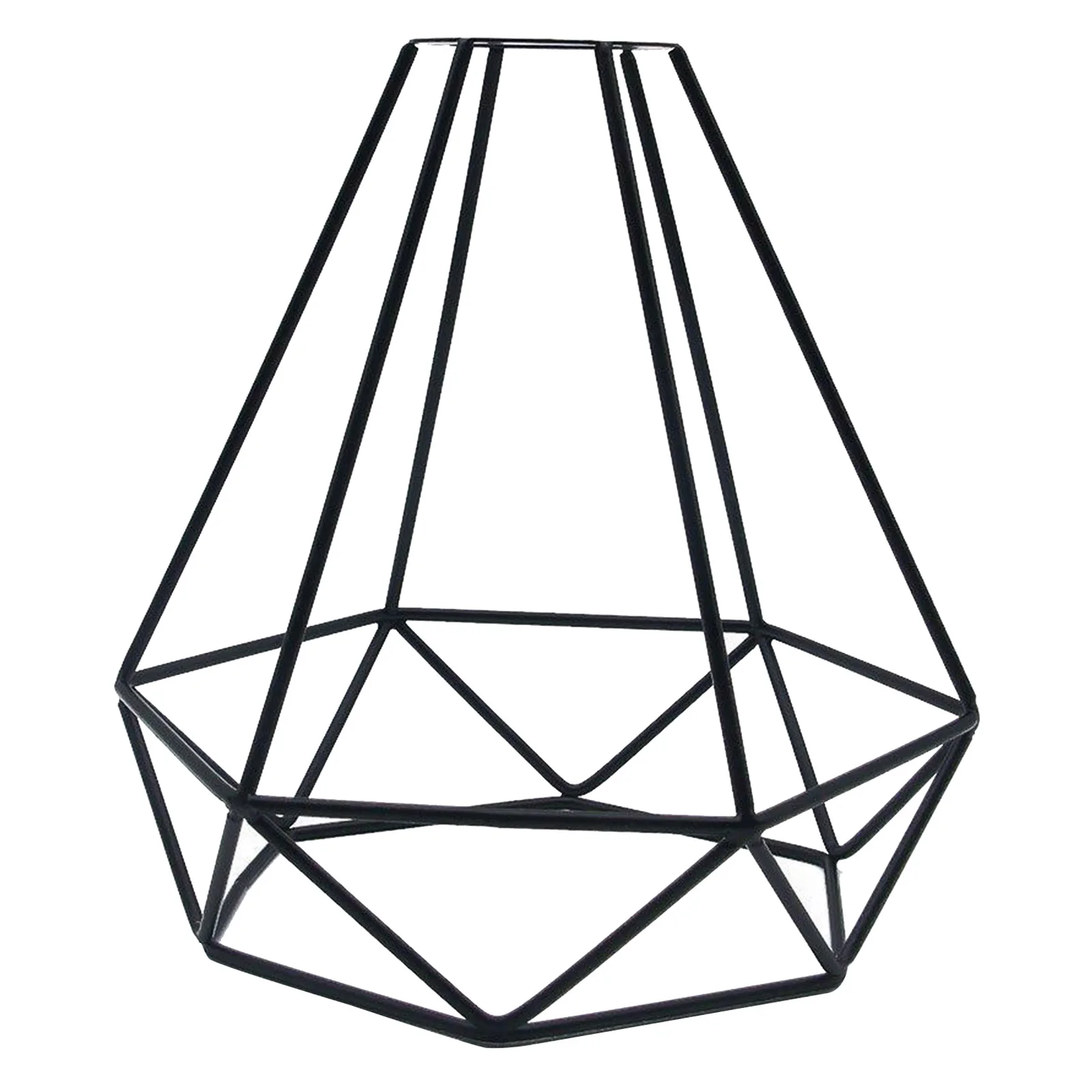 Lampshade Only Retro Metal Wire Cage Diamond Shaped Hanging Pendant Light Shade Chandelier Lamp Cover Without Bulb