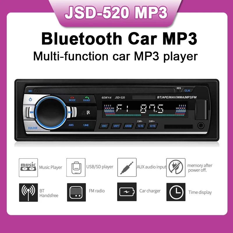 1 DIN аудио Новый 12V автомобильный Радио плеер MP3 стерео FM Встроенный Bluetooth телефон с