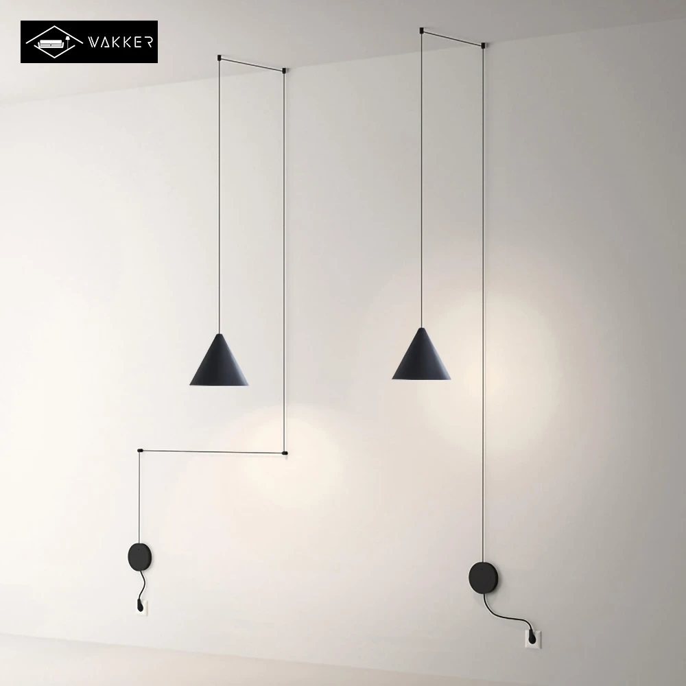 Lámpara colgante E27 con de cono cable largo de negro, luz moderna, para sala de Estar, comedor, dormitorio, de suspensión|Luces colgantes| - AliExpress
