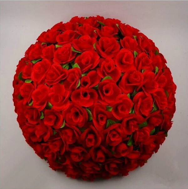 12" 30cm Artificial Rose Silk Flower Red Kissing Balls For Christmas Ornaments Wedding Party Decorations Supplies