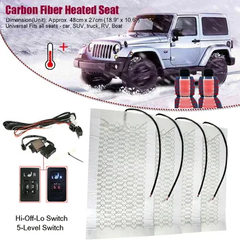 

Hot Sale 5 Level Car Carbon Fiber Heated Cushion Seat Heater Pad Hi-Off-Lo Switch Kit 12V