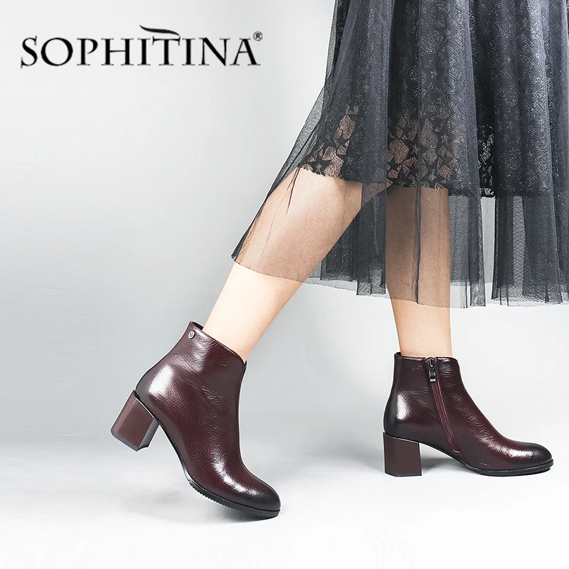 Skup SOPHITINA Fashion specjalna konstrukcja nowe buty wysokiej jakości prawdziwej skóry wygodne kwadratowe obcasy buty damskie botki PC374