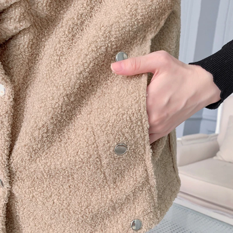 Осенняя Куртка женская Chaqueta Mujer Manteau Femme Толстая однотонная на молнии без рукавов с карманом из меха ягненка теплая верхняя одежда