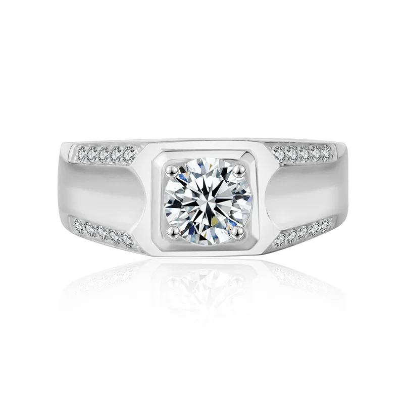 Genuine high quality Commerce Double row carat simulation Moissanite wedding got engaged Man's ring Free shipping MJZ014